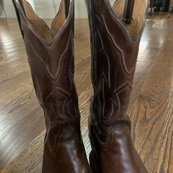 Lucchese Classic nubuck Brown Leather Cowboy western Boots size 10 vintage - Picture 4 of 12